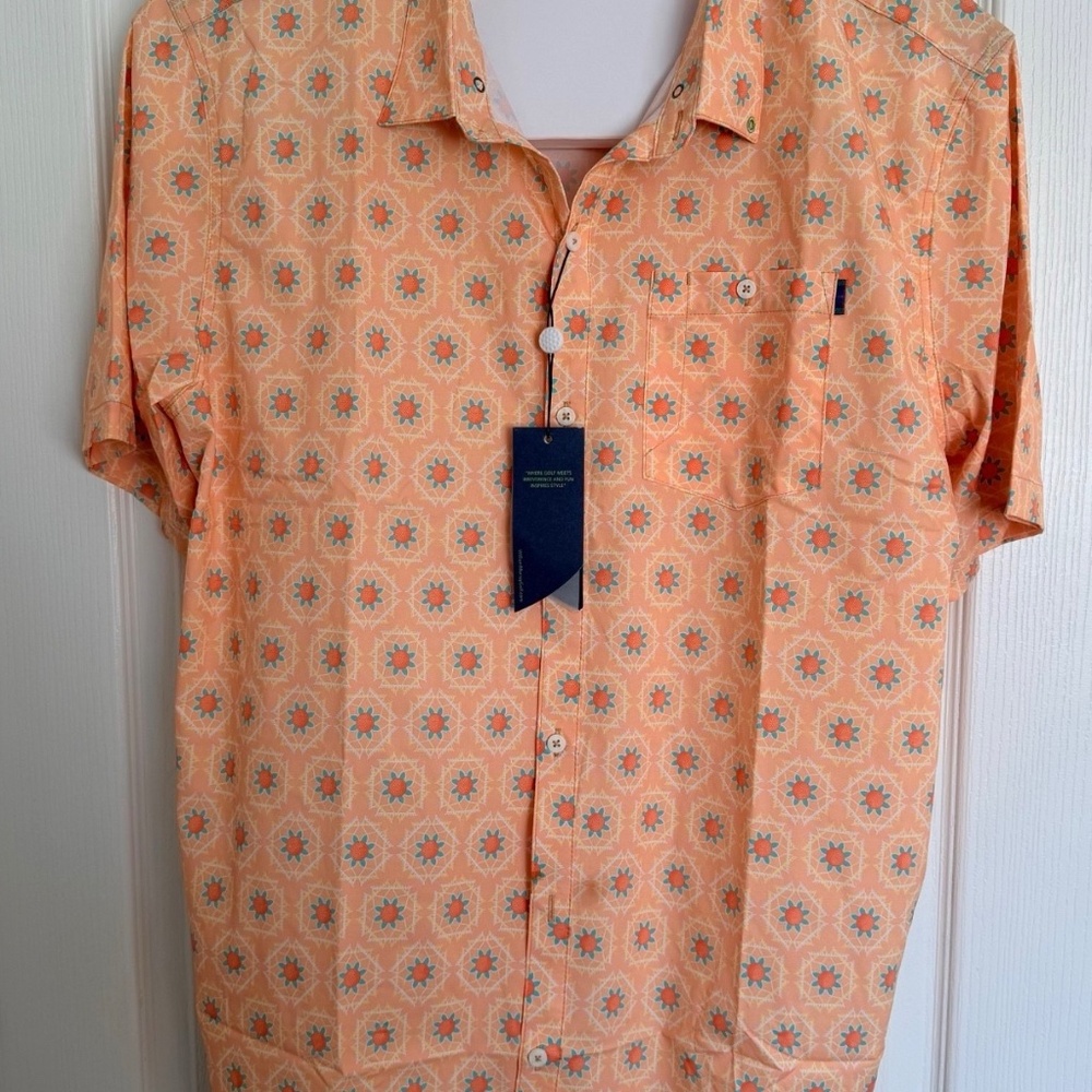 William Bill Murray Golf Shirt NWT Sz XXLarge Orange with Golf Ball Flowers